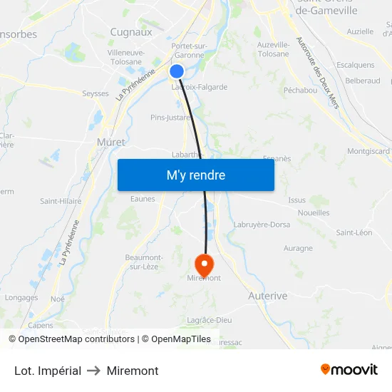 Lot. Impérial to Miremont map