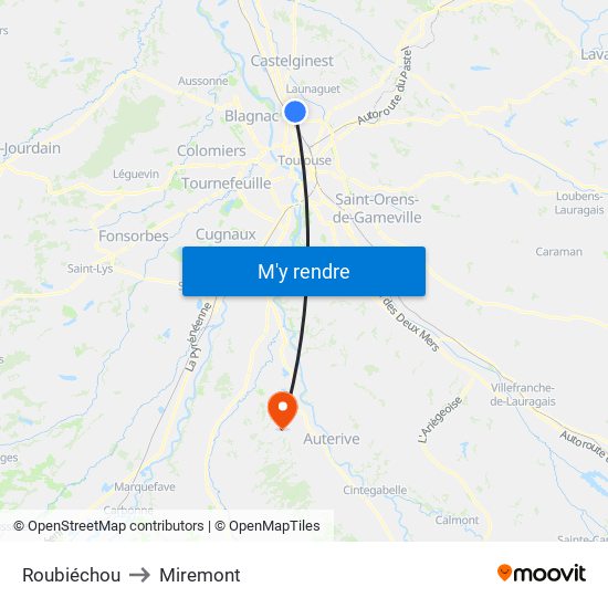 Roubiéchou to Miremont map