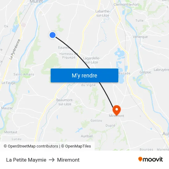 La Petite Maymie to Miremont map