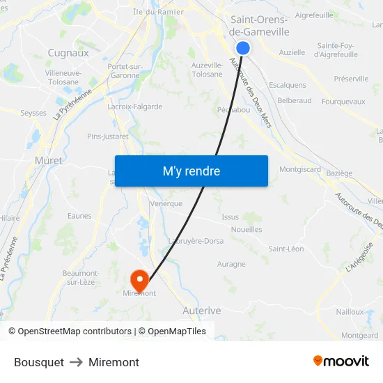 Bousquet to Miremont map