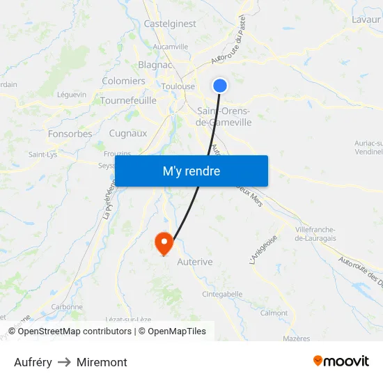 Aufréry to Miremont map