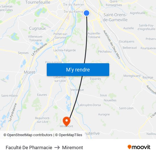 Faculté De Pharmacie to Miremont map