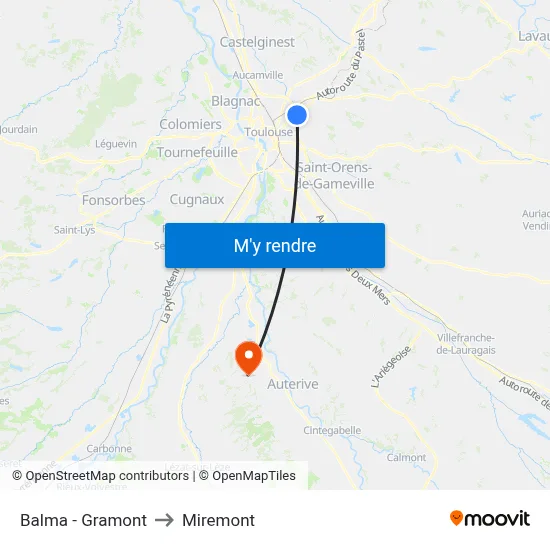 Balma - Gramont to Miremont map