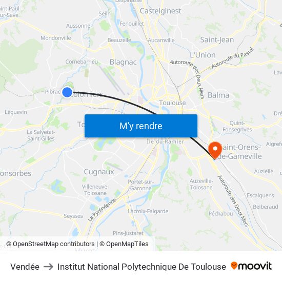 Vendée to Institut National Polytechnique De Toulouse map