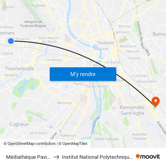 Médiathèque Pavillon Blanc to Institut National Polytechnique De Toulouse map