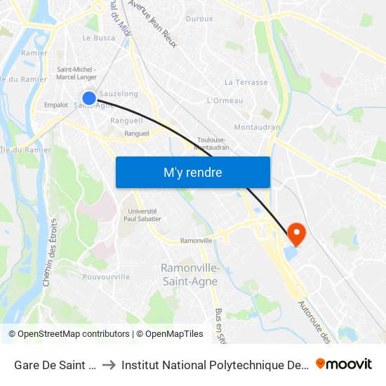 Gare De Saint Agne to Institut National Polytechnique De Toulouse map
