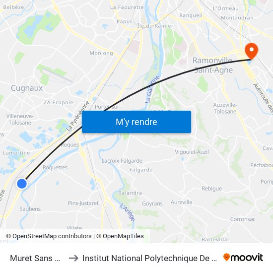 Muret Sans Souci to Institut National Polytechnique De Toulouse map