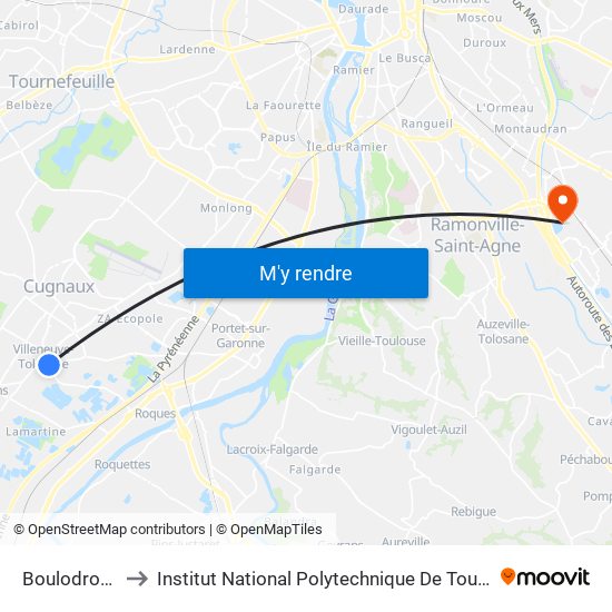 Boulodrome to Institut National Polytechnique De Toulouse map
