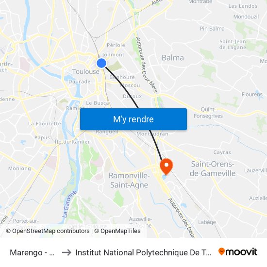 Marengo - Sncf to Institut National Polytechnique De Toulouse map