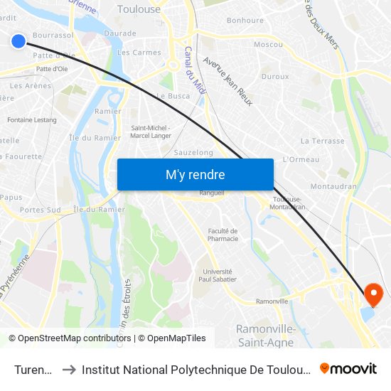 Turenne to Institut National Polytechnique De Toulouse map
