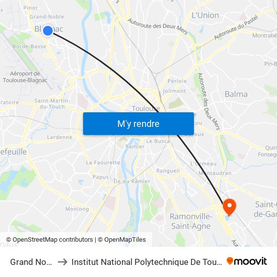 Grand Noble to Institut National Polytechnique De Toulouse map