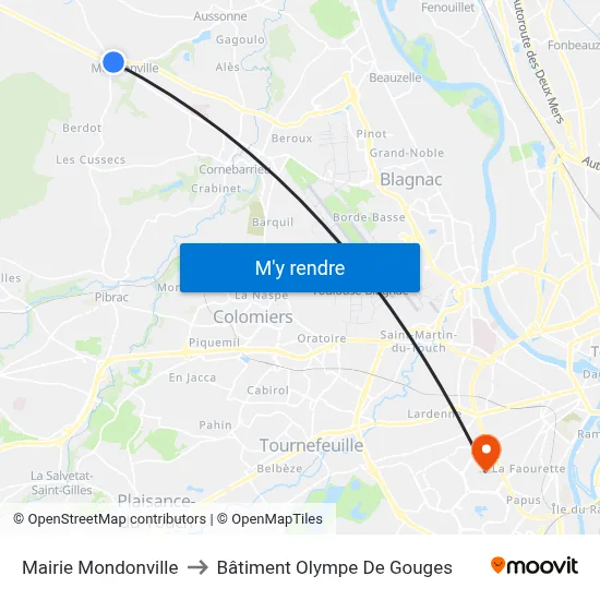 Mairie Mondonville to Bâtiment Olympe De Gouges map