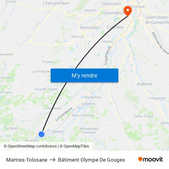 Martres-Tolosane to Bâtiment Olympe De Gouges map