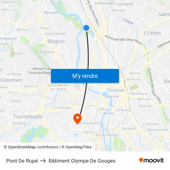 Pont De Rupé to Bâtiment Olympe De Gouges map