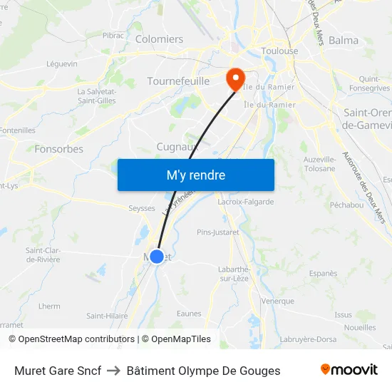 Muret Gare Sncf to Bâtiment Olympe De Gouges map