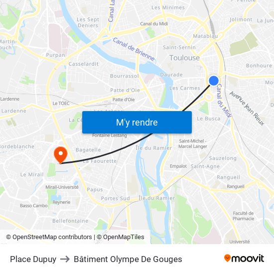 Place Dupuy to Bâtiment Olympe De Gouges map