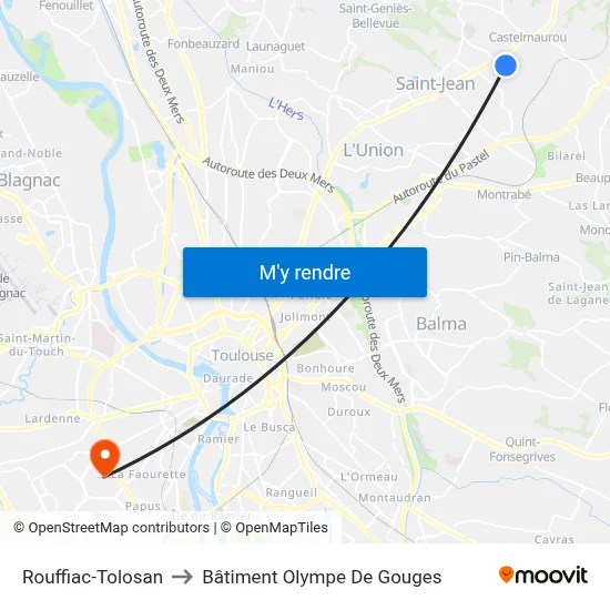 Rouffiac-Tolosan to Bâtiment Olympe De Gouges map