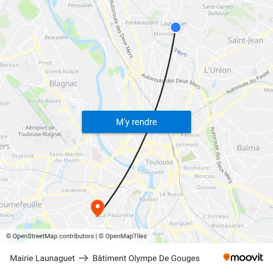 Mairie Launaguet to Bâtiment Olympe De Gouges map