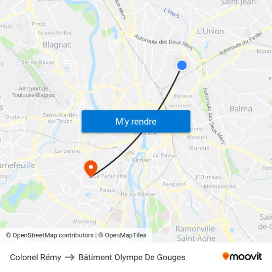 Colonel Rémy to Bâtiment Olympe De Gouges map