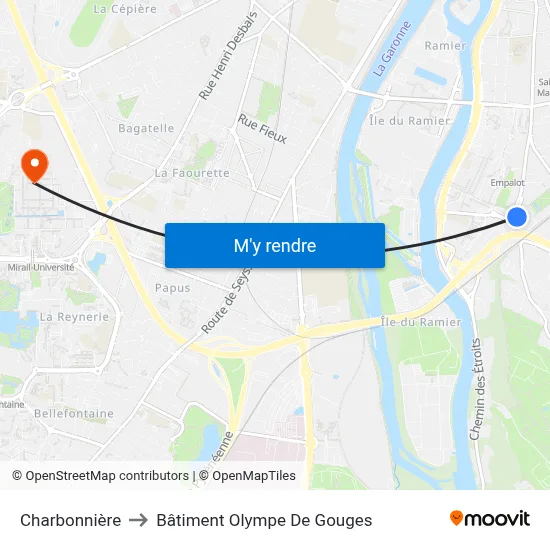 Charbonnière to Bâtiment Olympe De Gouges map