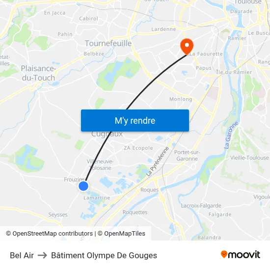 Bel Air to Bâtiment Olympe De Gouges map