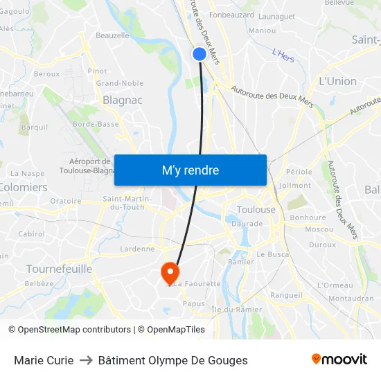 Marie Curie to Bâtiment Olympe De Gouges map