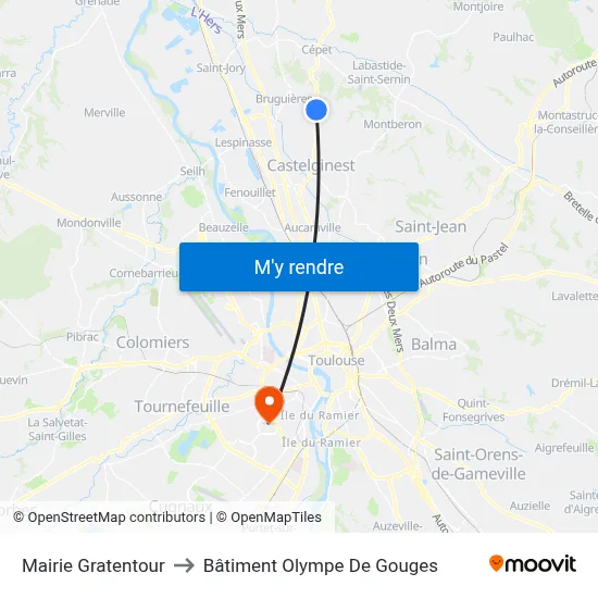 Mairie Gratentour to Bâtiment Olympe De Gouges map