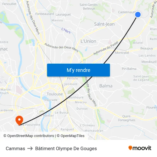 Cammas to Bâtiment Olympe De Gouges map