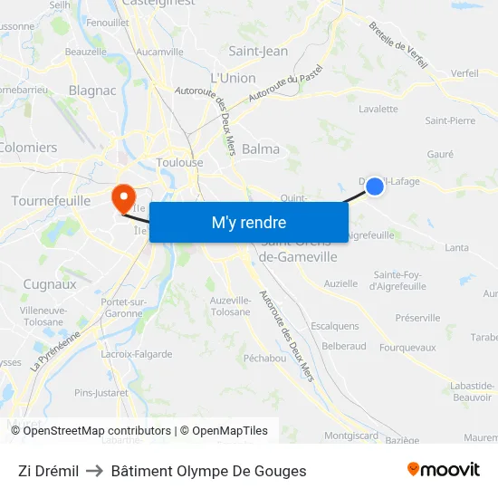 Zi Drémil to Bâtiment Olympe De Gouges map