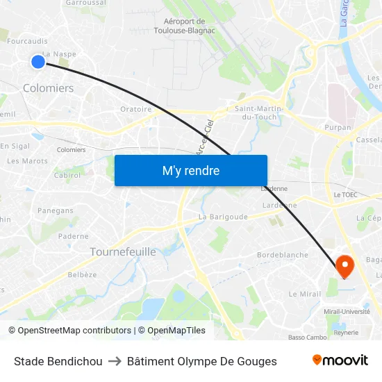 Stade Bendichou to Bâtiment Olympe De Gouges map
