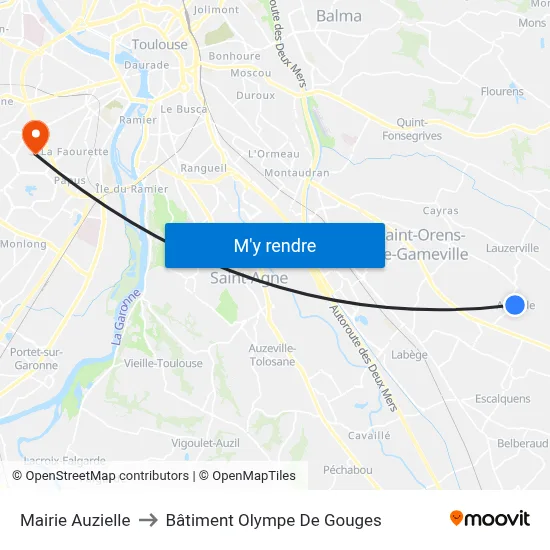 Mairie Auzielle to Bâtiment Olympe De Gouges map
