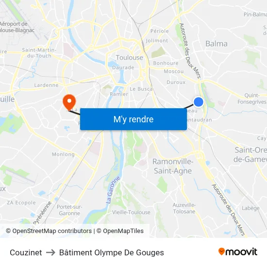 Couzinet to Bâtiment Olympe De Gouges map