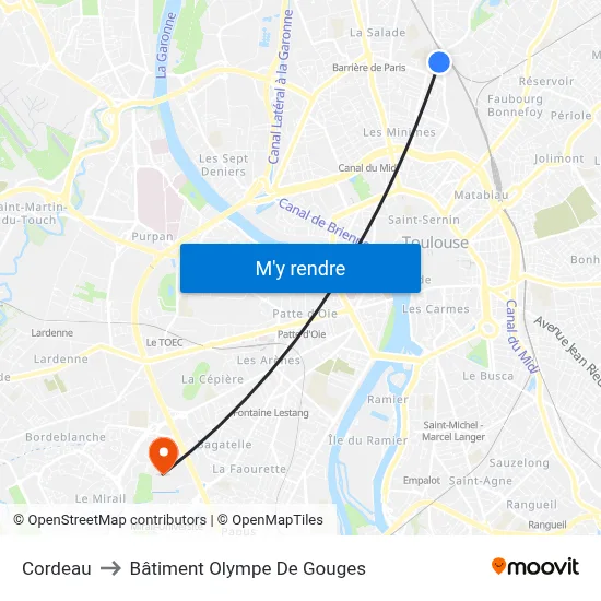 Cordeau to Bâtiment Olympe De Gouges map