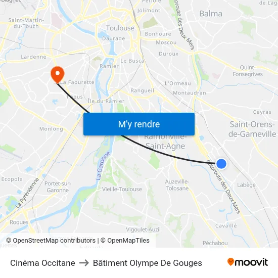 Cinéma Occitane to Bâtiment Olympe De Gouges map