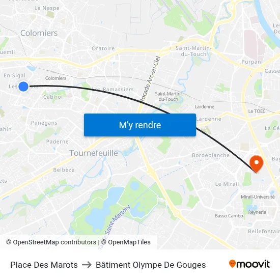 Place Des Marots to Bâtiment Olympe De Gouges map