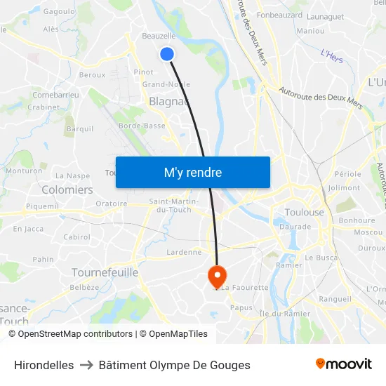 Hirondelles to Bâtiment Olympe De Gouges map
