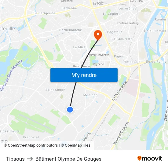 Tibaous to Bâtiment Olympe De Gouges map