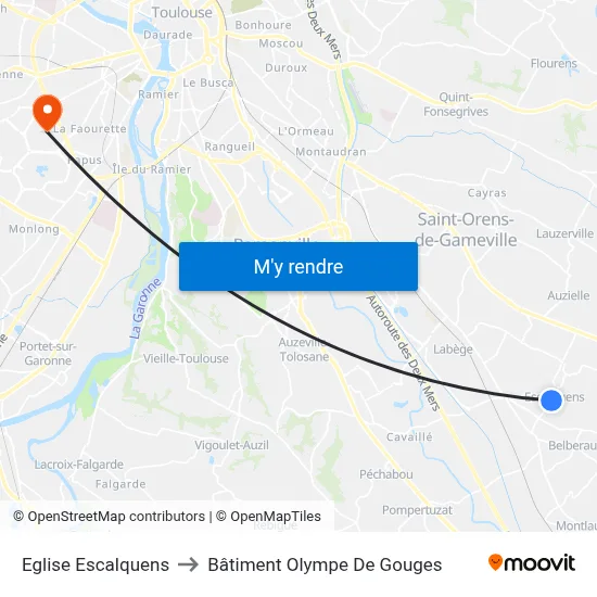 Eglise Escalquens to Bâtiment Olympe De Gouges map