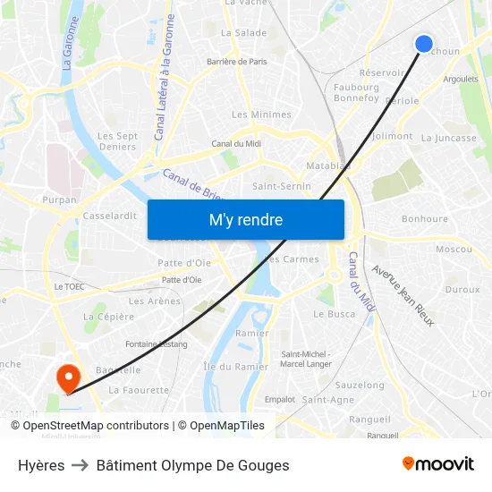 Hyères to Bâtiment Olympe De Gouges map
