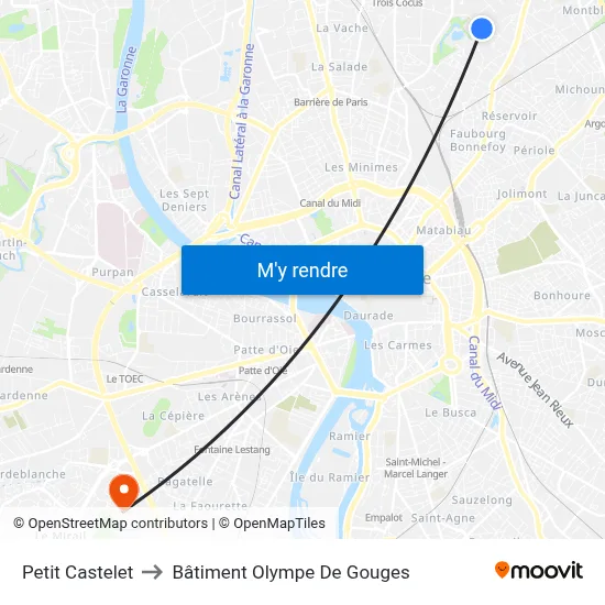 Petit Castelet to Bâtiment Olympe De Gouges map