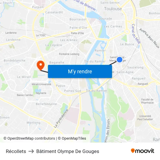 Récollets to Bâtiment Olympe De Gouges map