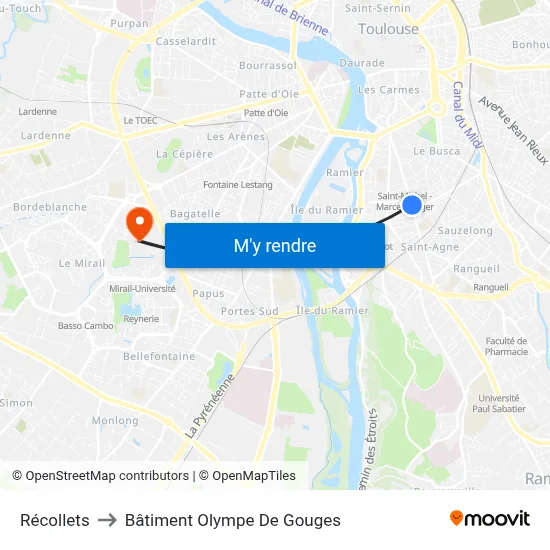 Récollets to Bâtiment Olympe De Gouges map