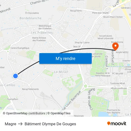 Magre to Bâtiment Olympe De Gouges map
