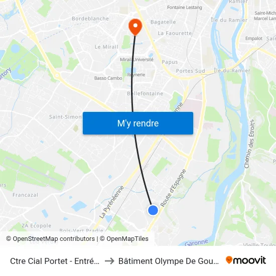 Ctre Cial Portet - Entrée 5 to Bâtiment Olympe De Gouges map