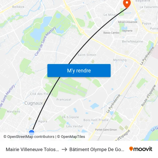 Mairie Villeneuve Tolosane to Bâtiment Olympe De Gouges map