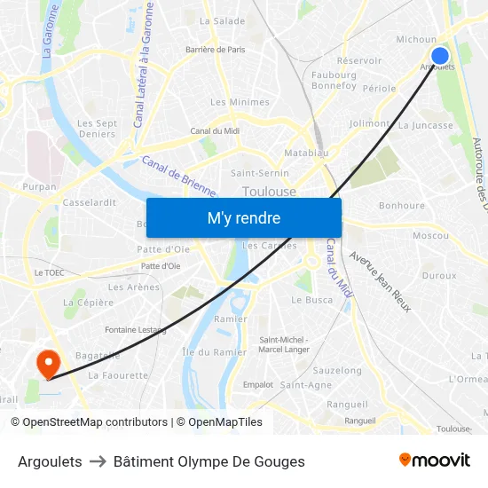 Argoulets to Bâtiment Olympe De Gouges map