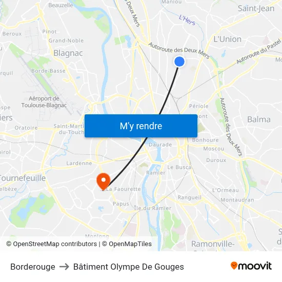 Borderouge to Bâtiment Olympe De Gouges map
