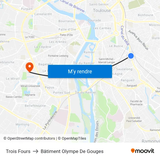 Trois Fours to Bâtiment Olympe De Gouges map