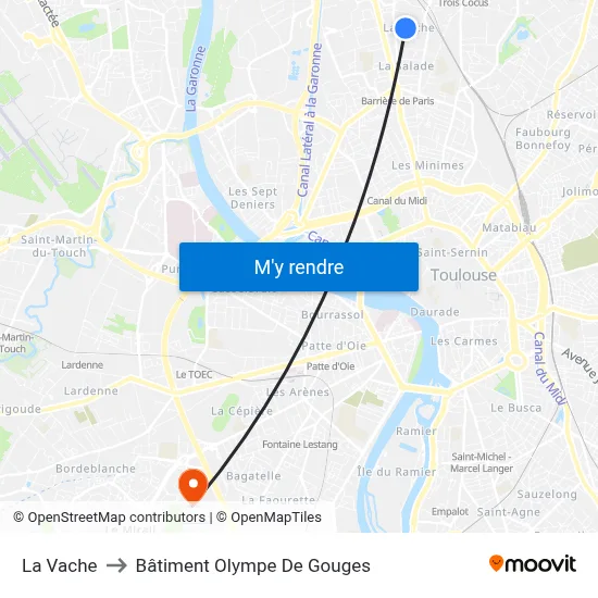 La Vache to Bâtiment Olympe De Gouges map