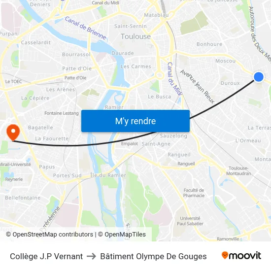 Collège J.P Vernant to Bâtiment Olympe De Gouges map